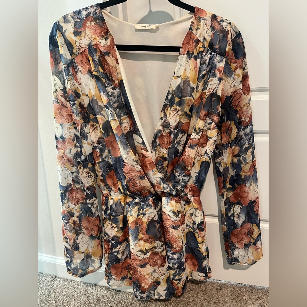 Floral Long Sleeve Floral Romper